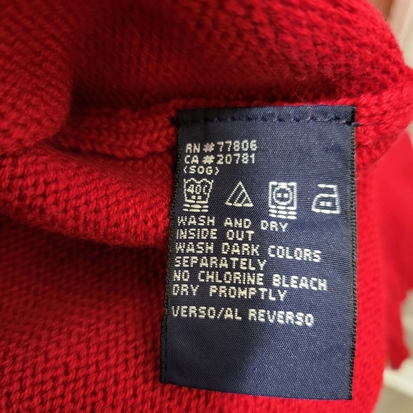 NWT Tommy Hilfiger Sweater Red Men's XL Crew Neck Pullover Chest Flag Logo - Picture 4 of 10